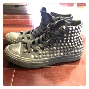 CONVERSE black studded high tops